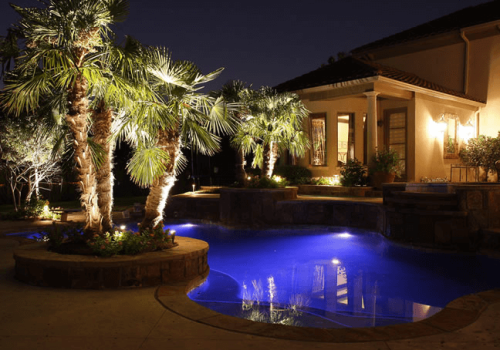 outdoor lighting, pool lighting, patio and backyard