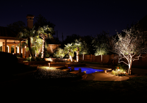 outdoor lighting, lighting installation, pool and patio area